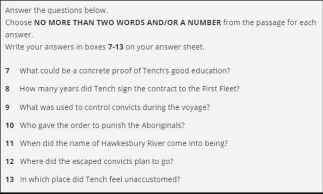 ielts reading short answer questions