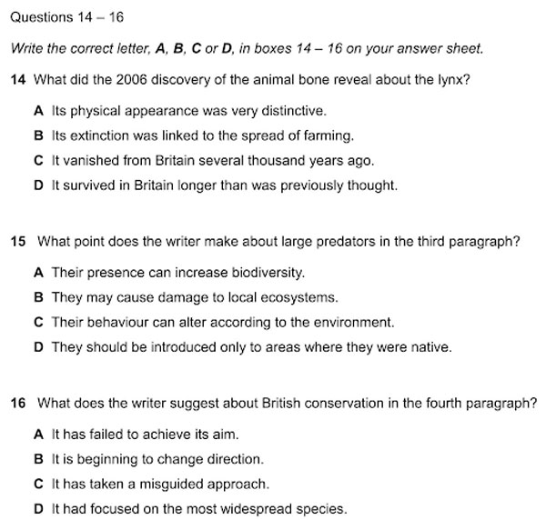 multiple choice questions ielts reading one correct answer