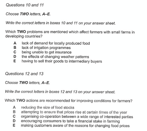 multiple choice questions ielts reading two correct answer