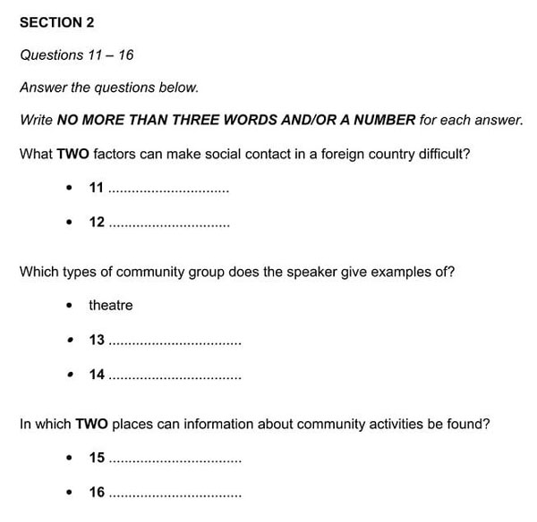 short answer questions ielts