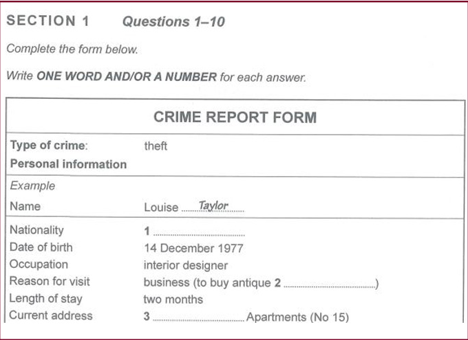 ielts listening note completion questions section 1