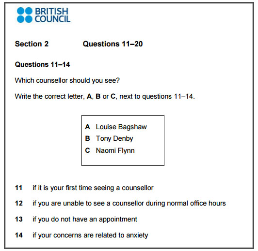 ielts-listening-matching-questions