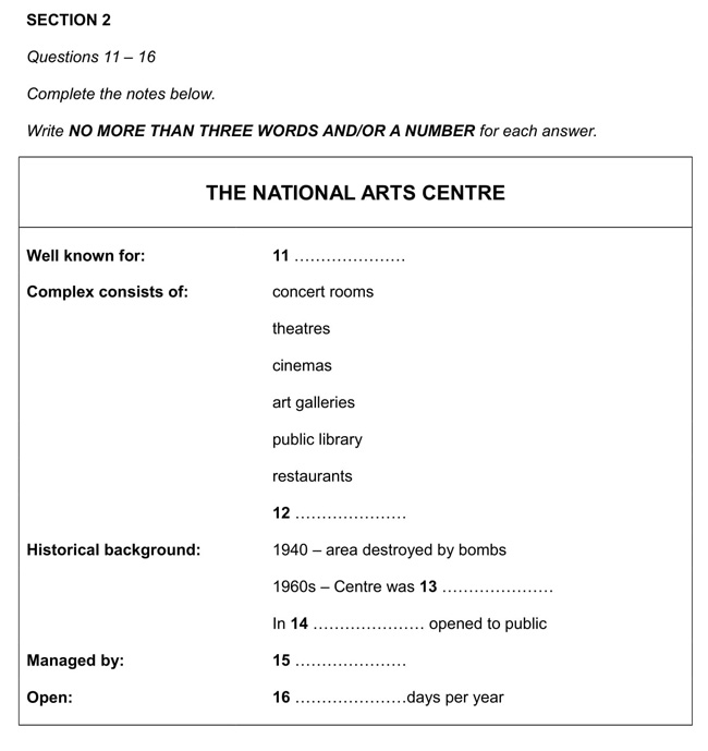 ielts listening note completion questions